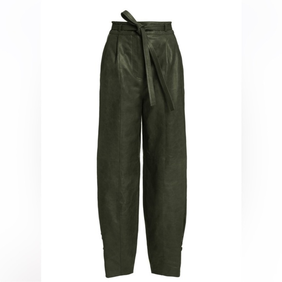 Ulla Johnson Navona High-Rise Leather Pants. Size 8.
Color-Green - Picture 2 of 11